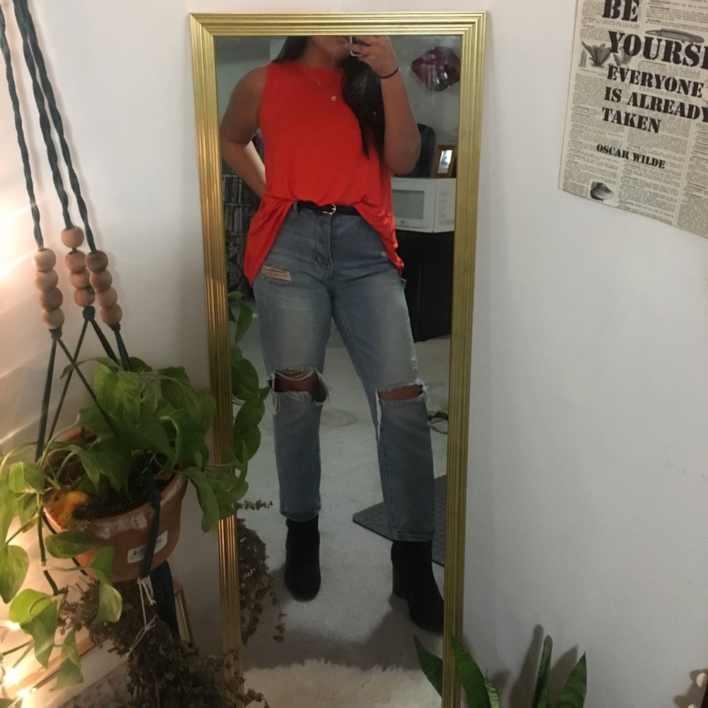 Orange sleeveless shirt